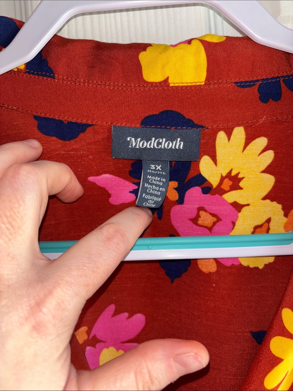 ModCloth Rust Floral Tie-Waist Midi Dress - Picture 3 of 5